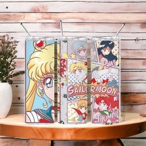 Vintage Sailor Moon 20oz Steel Tumbler With Lid & Straw